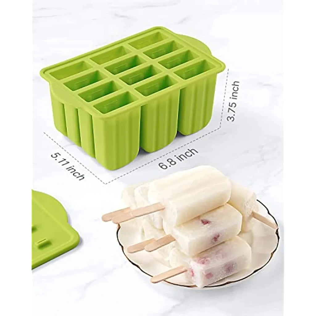 12 Pieces Silicone Popsicle Maker Molds Food Grade Ice Molds With Ice Cream With 50 Popsicle Sticks Popsicles Molds Household