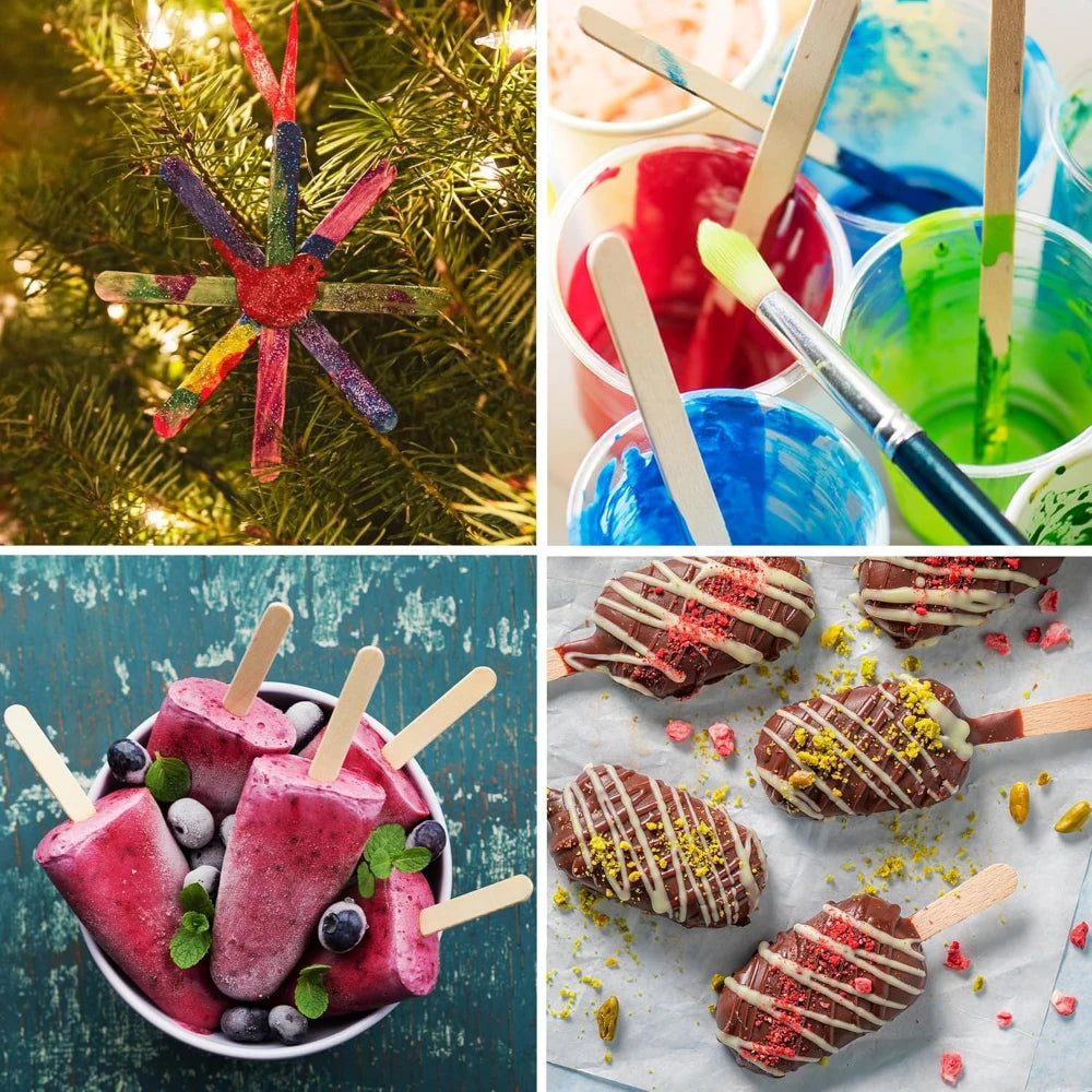 50-500Pcs Colored Wooden Ice Cream Stick Resin Jewelry Making Tools Popsicle Sticks DIY Mold Natural Craft Sticks Cake Stick