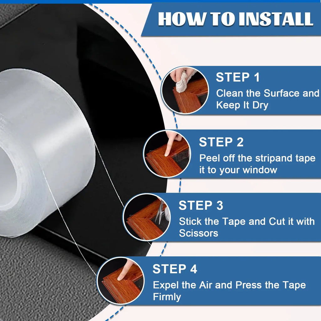 Weatherproof Window Insulation Tape 2 Inch x 33 FT Clear Residue-Free Winter Sealing Tape Windproof Airtight for Doors Windows