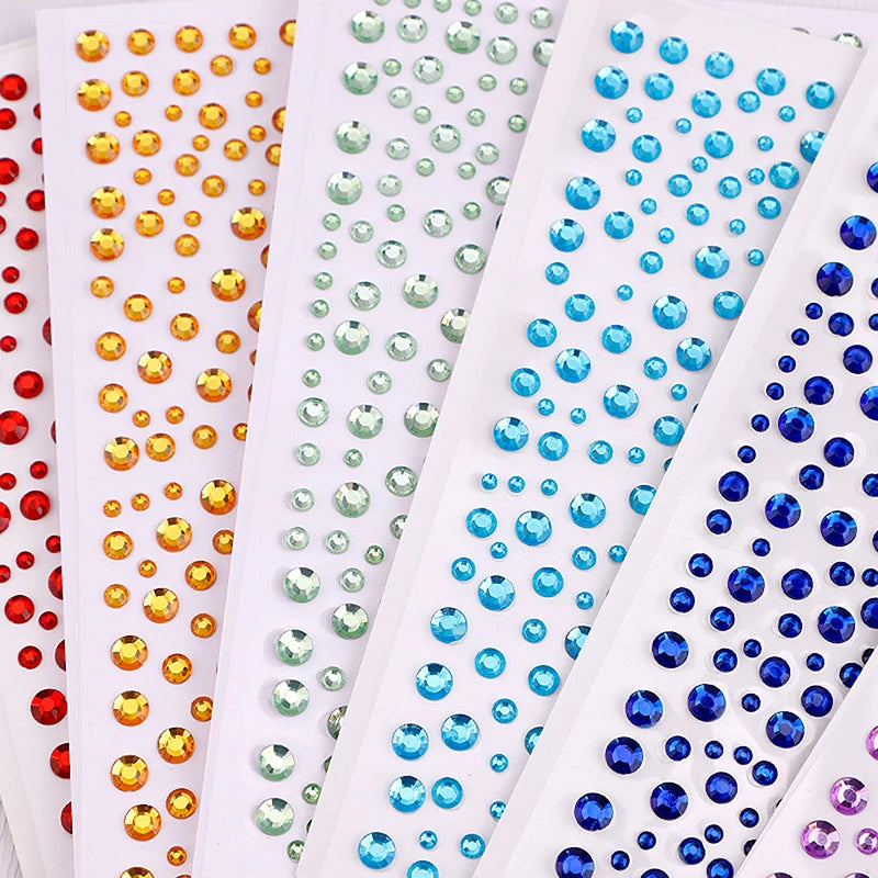 3D Rhinestone Face Stickers Sheet - Self-Adhesive Crystal Eye Gems for Party Makeup, Festival Body Jewelry & Photo  Decor