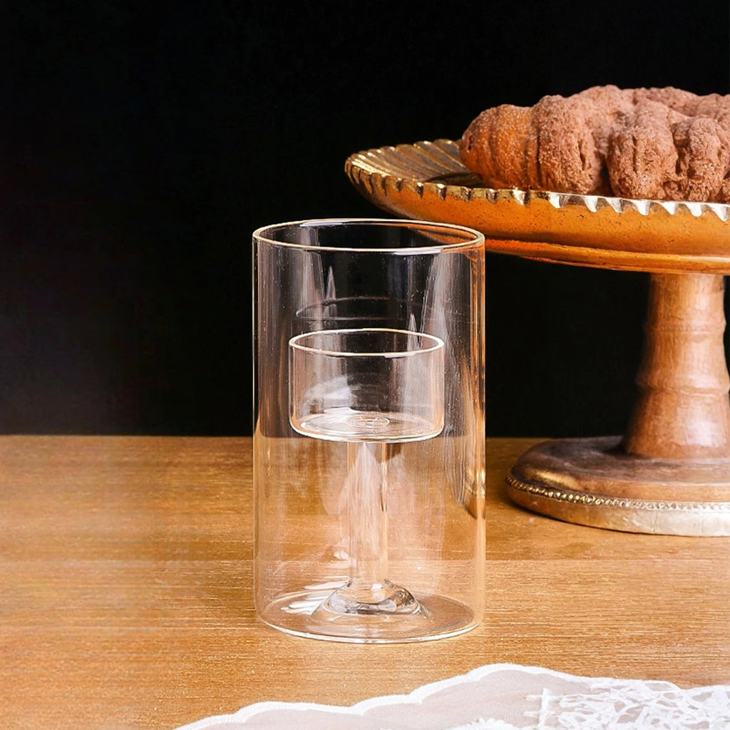 1PC, simple glass candlestick for home decoration. Made of transparent glass. Suitable for wedding and other table decorations.