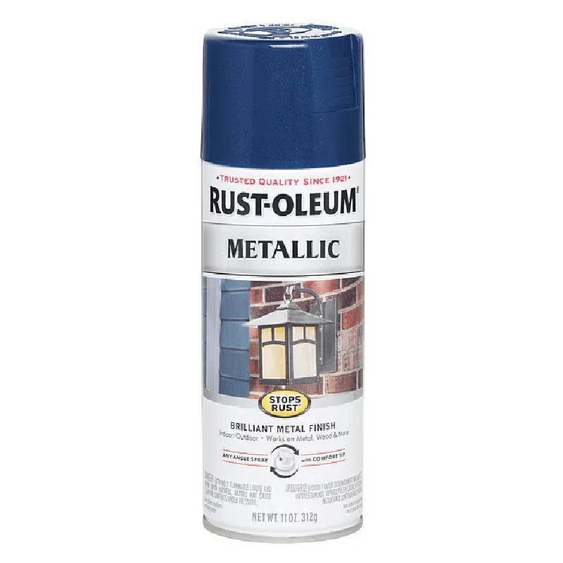 Metallic Spray Paint, Cobalt Blue, Gloss, Solvent, 11 oz