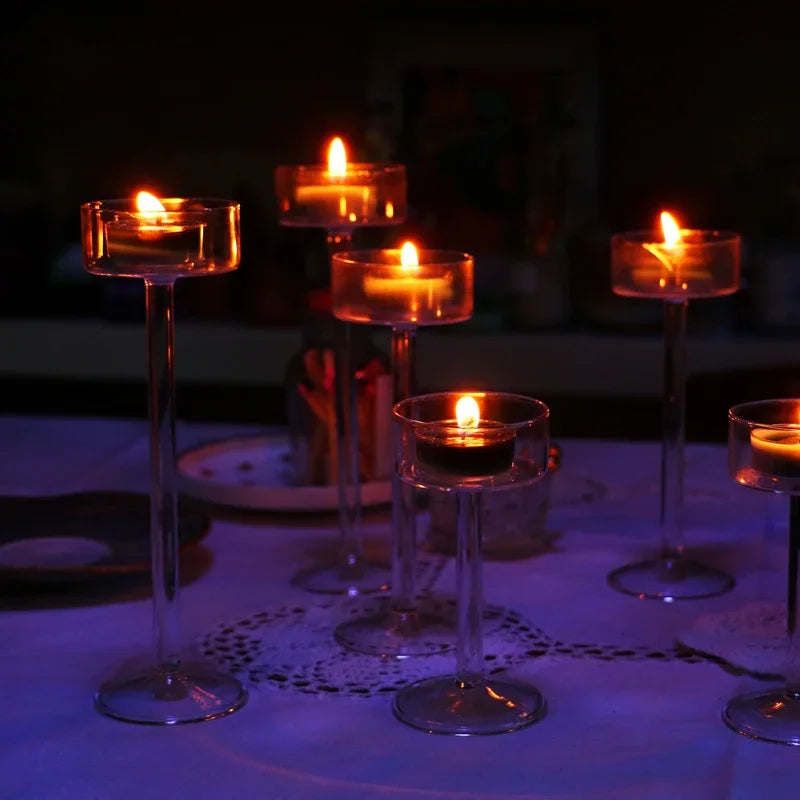 3 piece Glass Candle Holder For Wedding Decorations Candlestick Rustic  Candelabros Vintage Candle Stand Candle Holders Glass