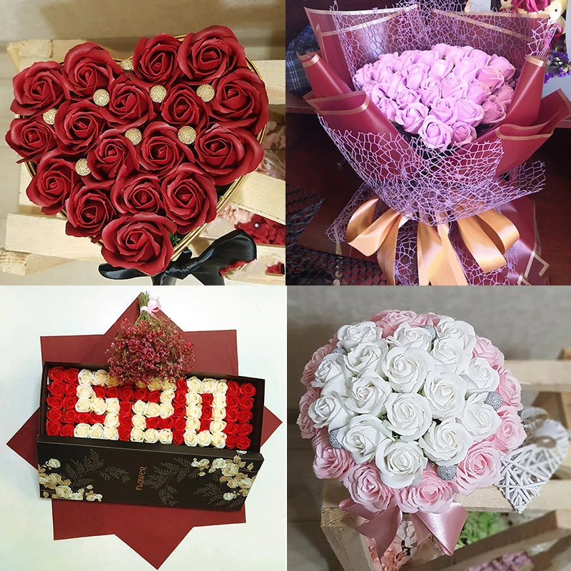 50pcs/lot Artificial Flower Roses Heads Dia4.5cm Beauty Wedding Valentine's Day Gift Roses Bouquet Home Party Decoration Flowers