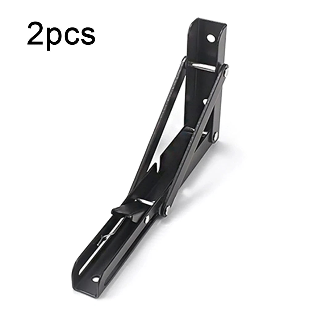 2Pcs Collapsible Shelf Bracket Max Load 90kg/198lb Wall Mounted Shelf Bracket Stainless Steel Workbench Support for Bench Table