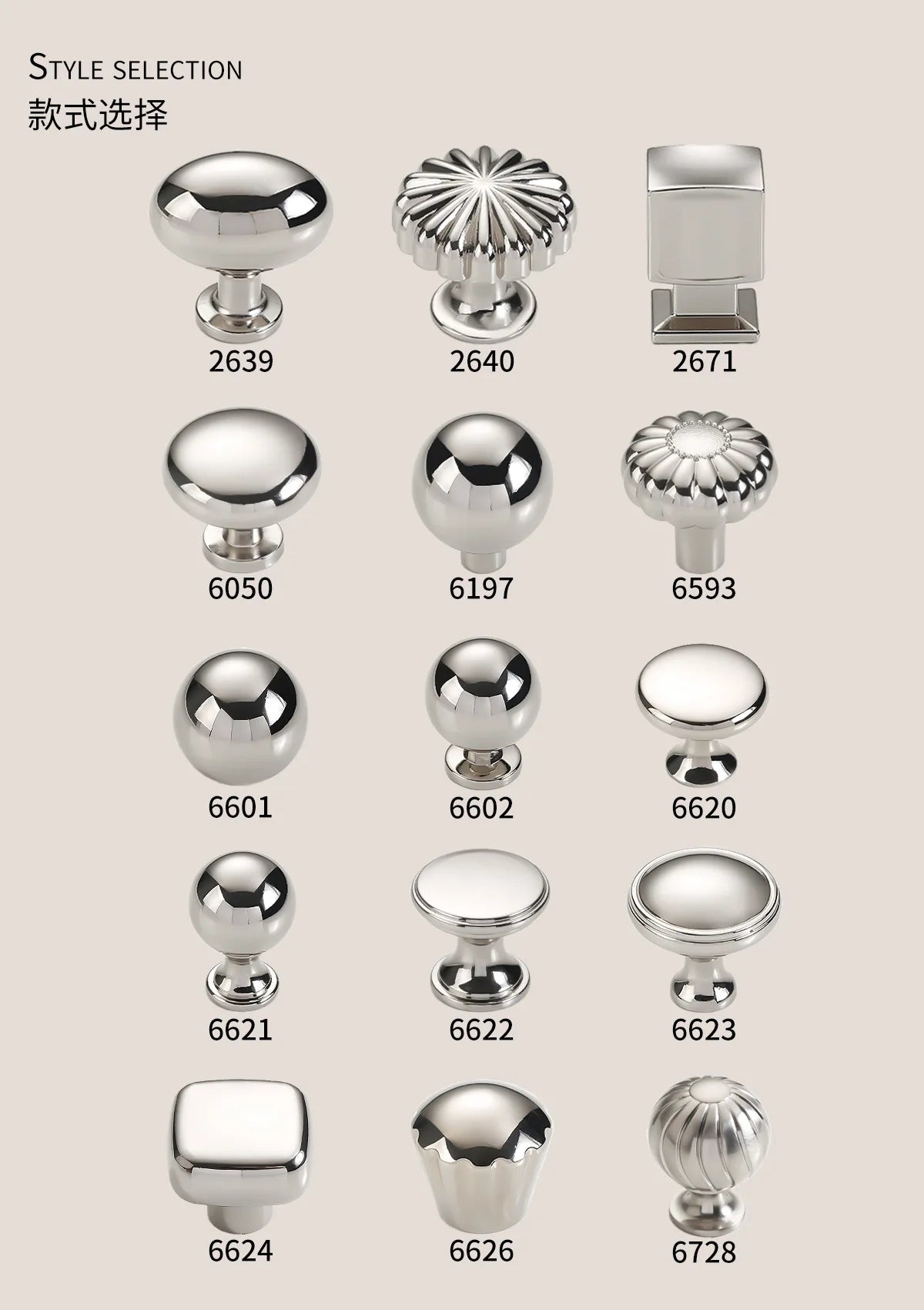 Silver cabinet door handle creative wardrobe/cabinet/drawer knobs modern minimalist single-hole door pull furniture hardware