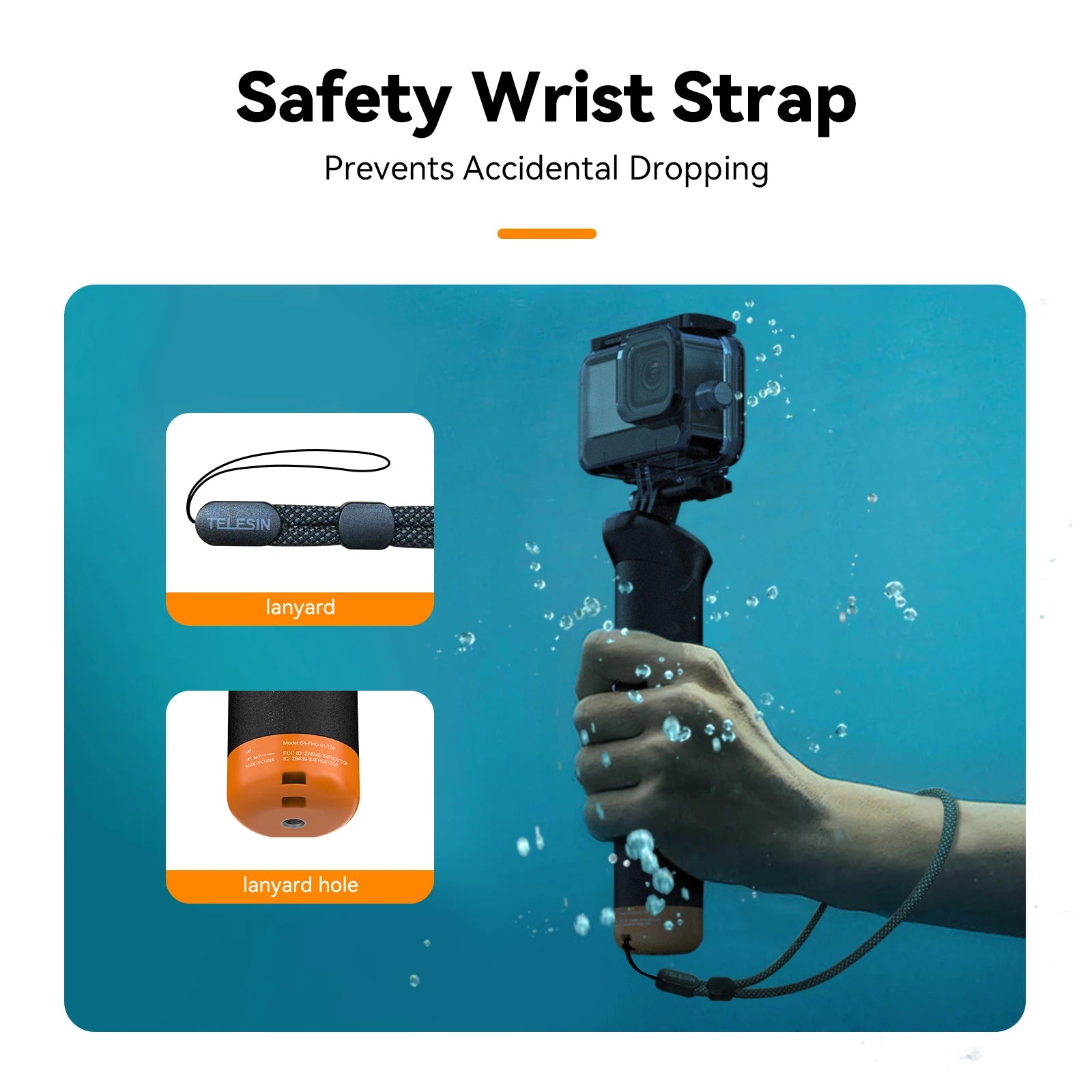TELESIN Buoyancy Bar Selfie Stick Waterproof Selfie Stick With Hand Strap Wireless Remote Control For Gopro Hero 9 10 11 12 13