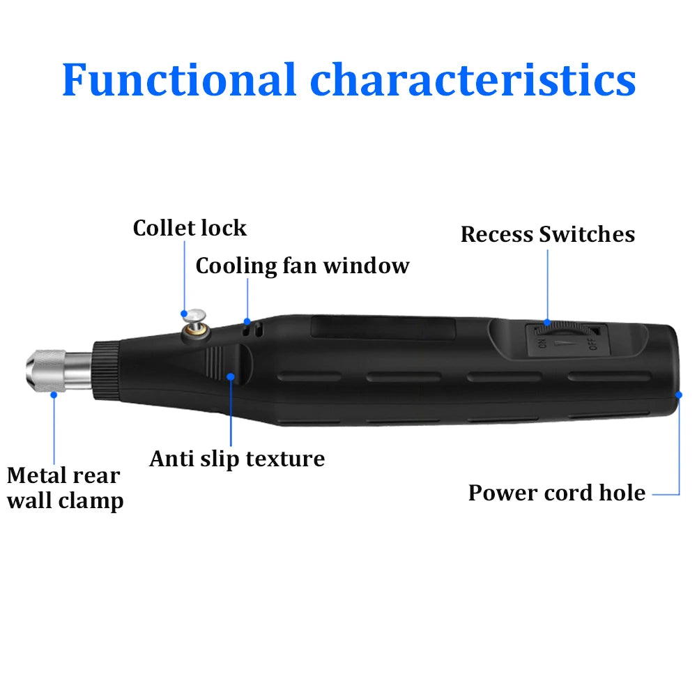 Mini Electric Drill Power Tools Drill 18000r/min Grinder Grinding Set Hand-held Drilling Machine Stepless Speed Regulation Drill