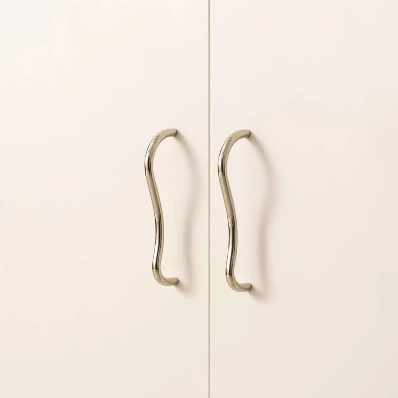 Brass Irregular Line Furniture Handles Bright Cupboard Wardrobe Dresser Drawer Cabinet Knobs Door Pulls T-Bar Decorative Knob