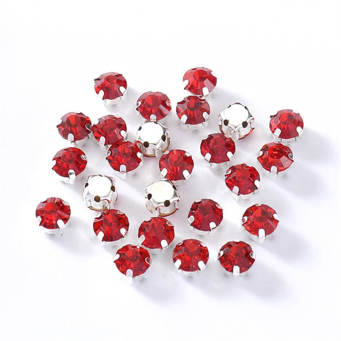 4mm-8mm Glitter Glass Sewing Rhinestones with Sliver Base Round Crystal Strass stones for diamond  Jewellery clothes diy