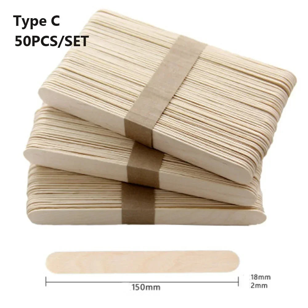 Natural Wooden Popsicle Sticks 50 Pcs Set for DIY Craft Ice Cream Lolly Projects