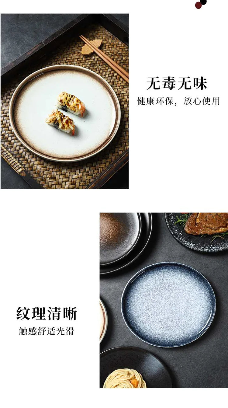 Japanese Style Ceramic Pasta Dish, Steak Plate, Western Cuisine Plate, Household Plate Ins, Tableware for Hotel and Commercial