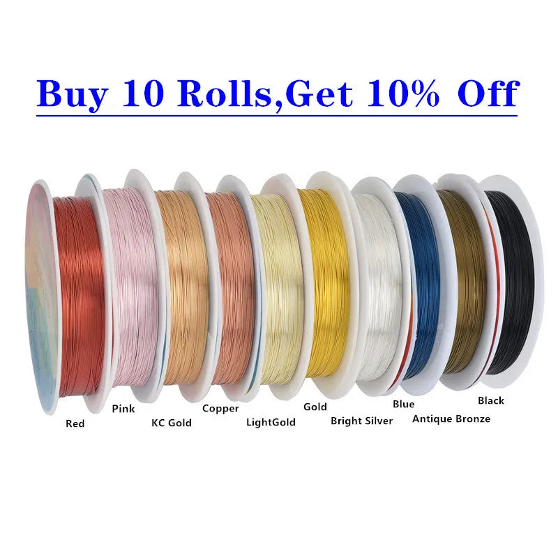 Colorfast Copper Wire For Bracelet Necklace Jewelry DIY Accessories 0.2/0.25/0.3/0.5/0.6/0.7/1.0mm Craft Beading Wire HK018