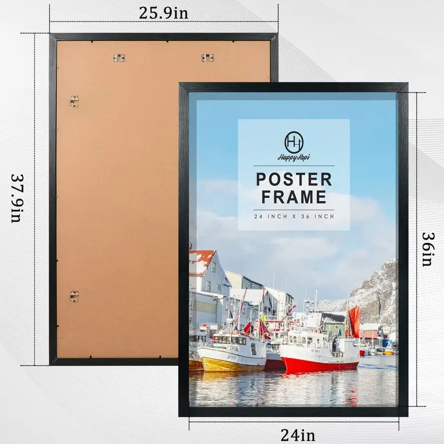 24x36 Poster Frame, Black Picture Frame for Wall Gallery, Vertically and Horizontally Display Posters, Paintings and Artworks, 3