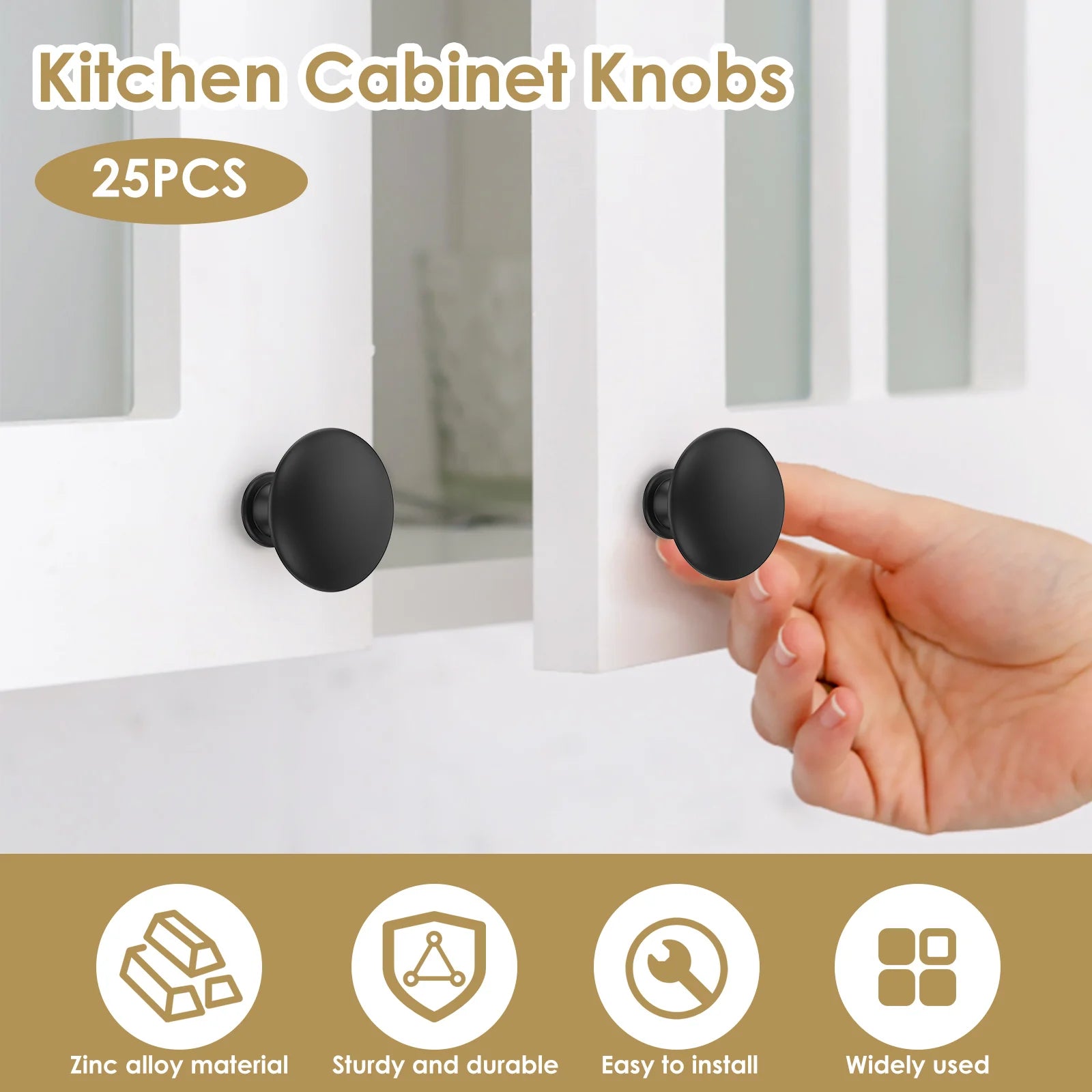 25Pcs Drawer Knob Set Zinc Alloy Cabinet Handles Rustproof Gold Dresser Knobs Decorative Drawer Pull Handle Furniture Hardware