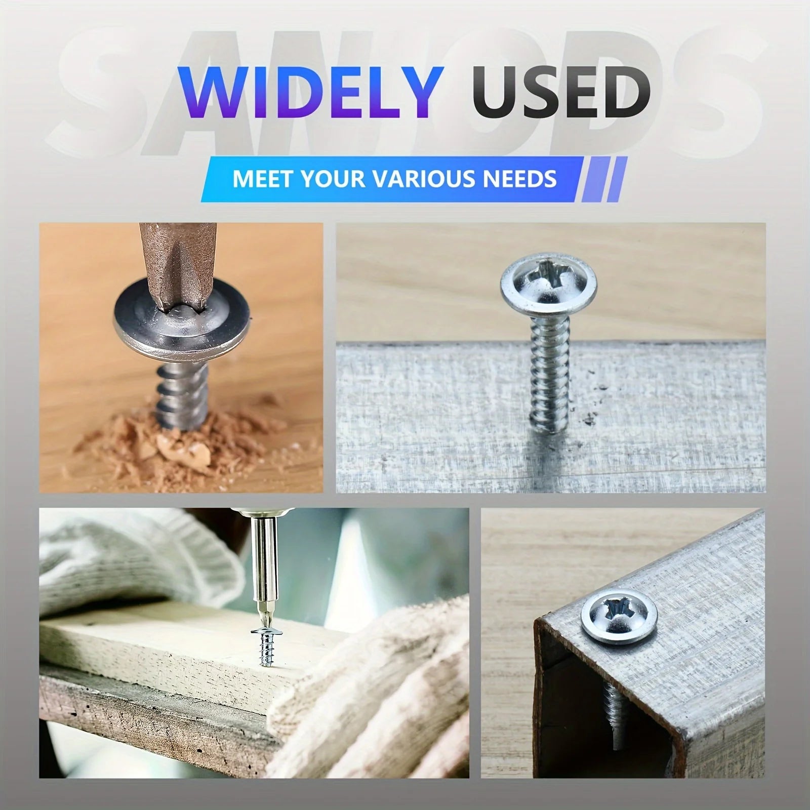 80pcs Modified Truss Head Sheet Metal Screws Assortment Kit Stainless Steel Self Tapping Drilling Screws for Metal Plastic Wood