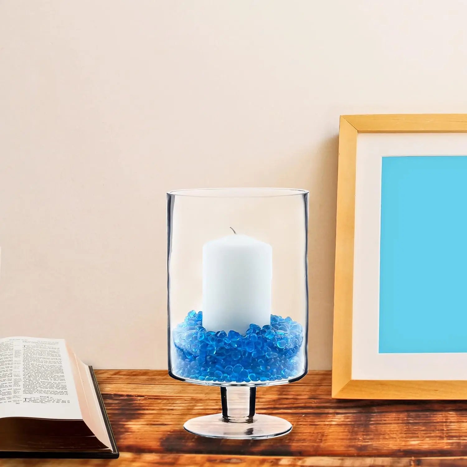 500 grams Aquarium Fish Tank Gravel Light Blue Glass Vase Filler for Fountain Succulent Plant Decorative Rock Pebble Stone
