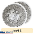 2 Pack Stoneware Bowls Dishwasher Microwave Safe Elegant Dining Essential Tableware Black White Dot Design Durable Chef