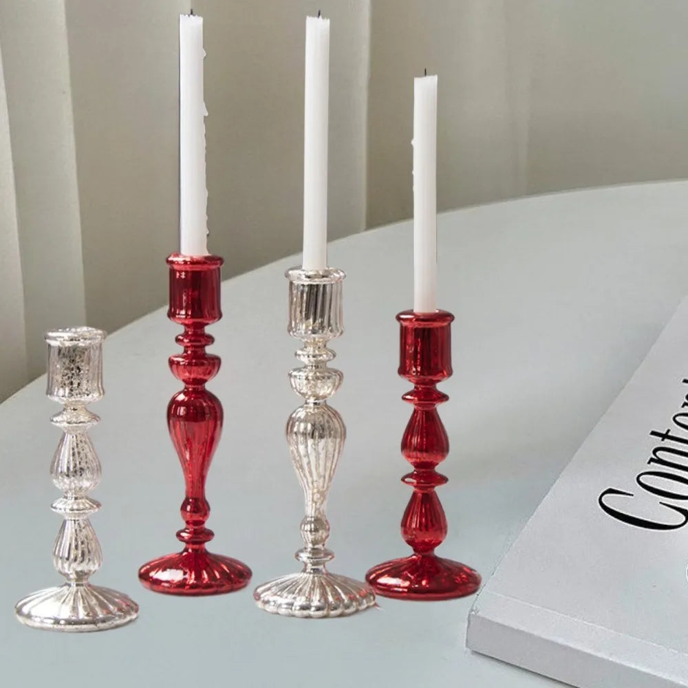 Vintage Glass Candle Holder Romantic Candlelight Dinner Decoration Wedding Table Centerpieces Accessories Home Decoration