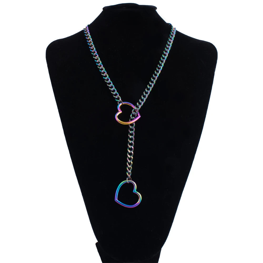 LLL Heart Slip Chain Necklace For Women Fashion Punk Rock Goth Choker Jewelry Accessories