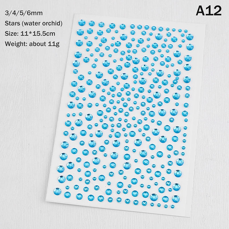 3D Rhinestone Face Stickers Sheet - Self-Adhesive Crystal Eye Gems for Party Makeup, Festival Body Jewelry & Photo  Decor