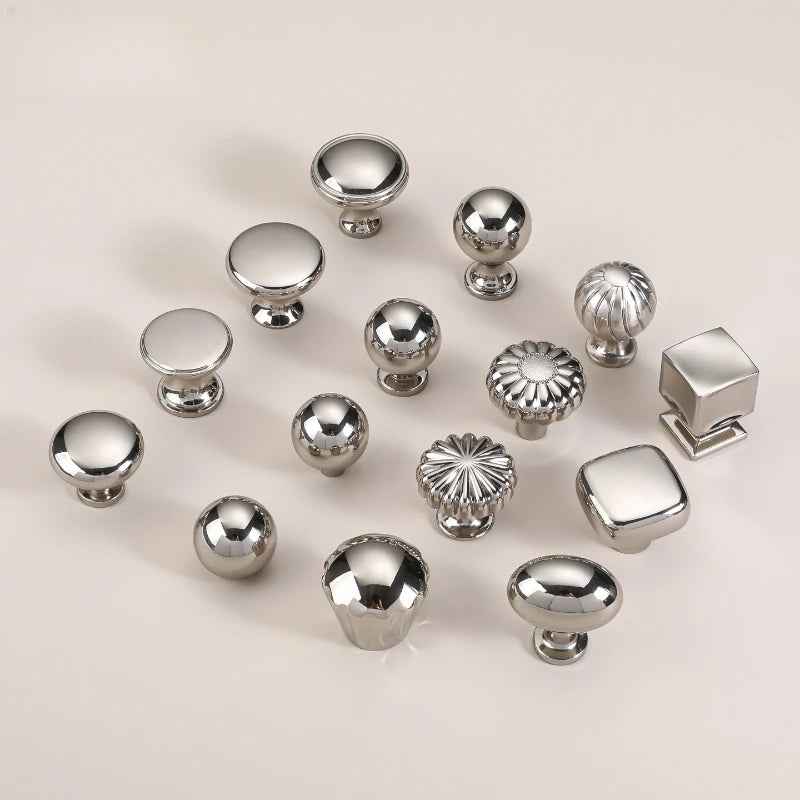 Silver cabinet door handle creative wardrobe/cabinet/drawer knobs modern minimalist single-hole door pull furniture hardware