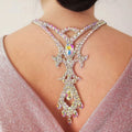 Stonefans Colorful Geometric Back Chain Necklace Belly Dance Jewelry Fashion Water Drop Rhinestone Back Chain Dress for Women