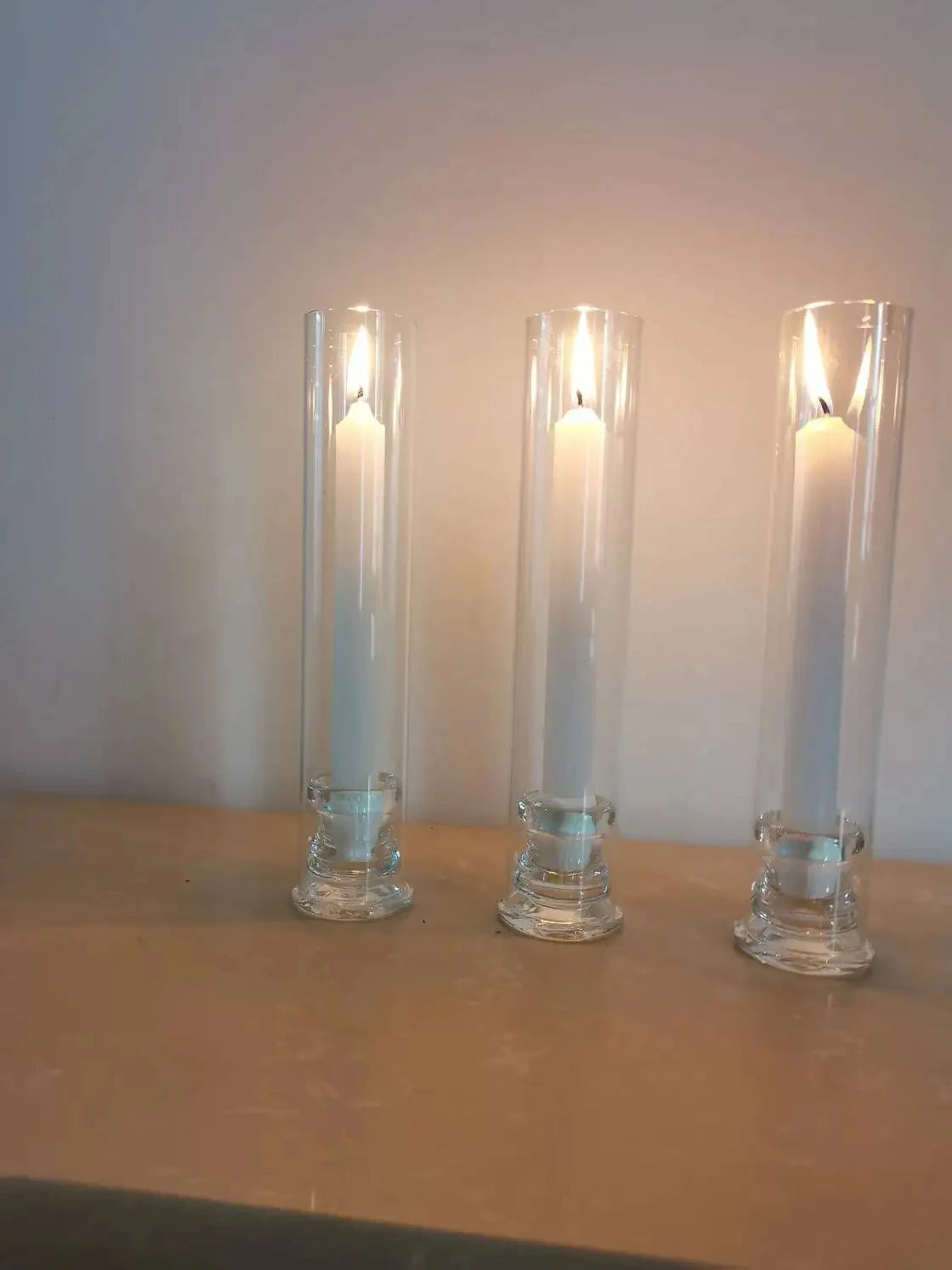 20pcs transparent candle holder, hurricane glass candle holder, used for decorating the center of the dining table, wedd