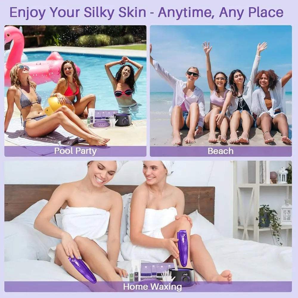 Brazilian and Bikini Waxing Kit for Women, Hard Wax Warmer, Legs and Body Hair Removal Kit, Beginner Friendly, Digital Fast Heat