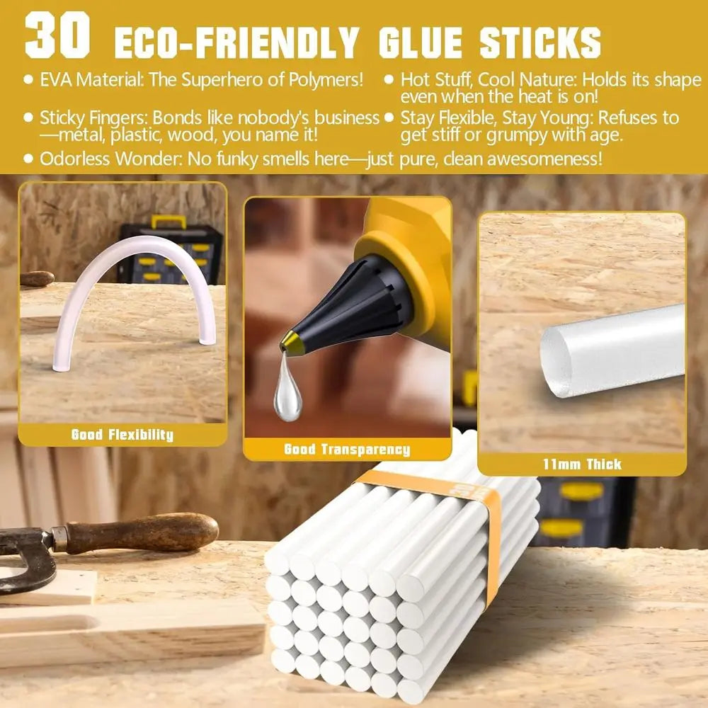 20V Cordless Hot Glue Gun with 30 Full-Size Sticks, 3.5Ah Battery for Crafting, Repairs, and More