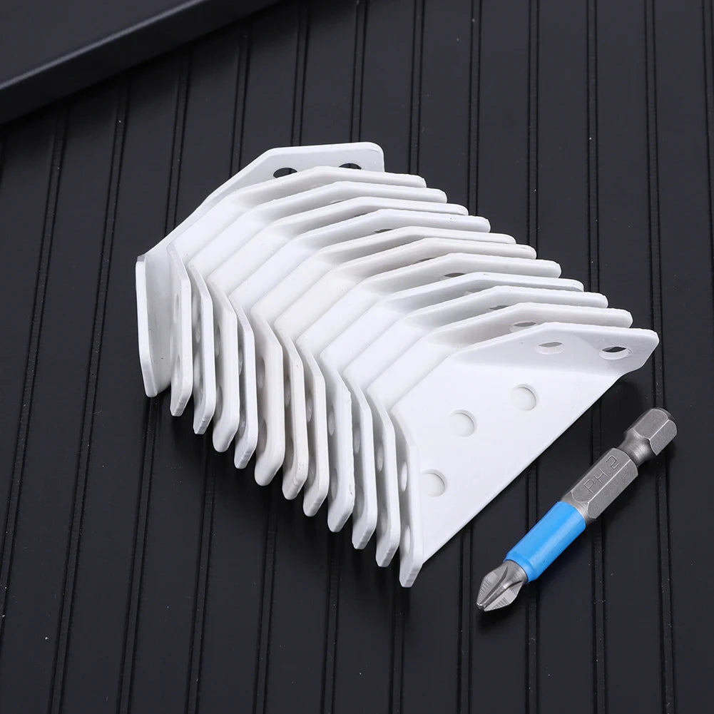 12 PCS Universal Furniture Corner Connectors Stainless Steel Corner Brace for Wood Furniture Drawer Cabinet Table Chair
