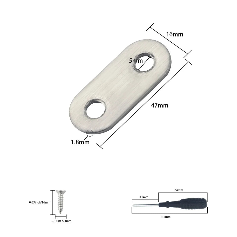 5 Pcs Stainless Steel Flat Metal Fixing Corner Brace Bracket, (Silver)16size for Furniture, Wood, Shelves, Cabinet