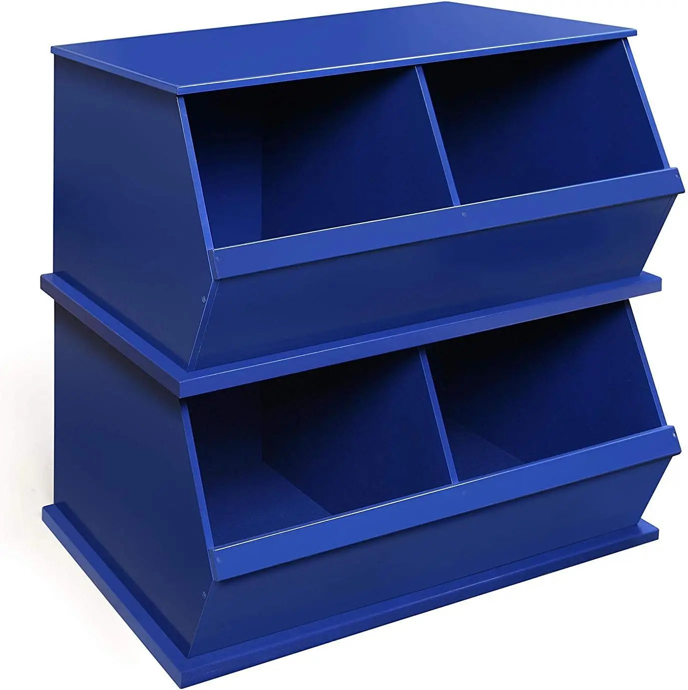 Stackable Toy Storage Organizer with Two Bins - Modular Wood Panel Design for Toys, Books & Crafts