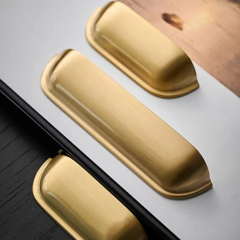 Bedroom Wardrobe Kitchen Drawer Shoe Cabinet Door Handle Gold Shell Shape Brass Handle Furniture Knob Handware Decorative Handle