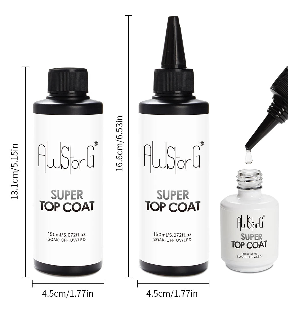 AWStorG 150ml Base Gel Super Top Coat Matte Top Coat Gel Polish Soak Off UV LED Gel Varnish Functional Gel Nail Salon