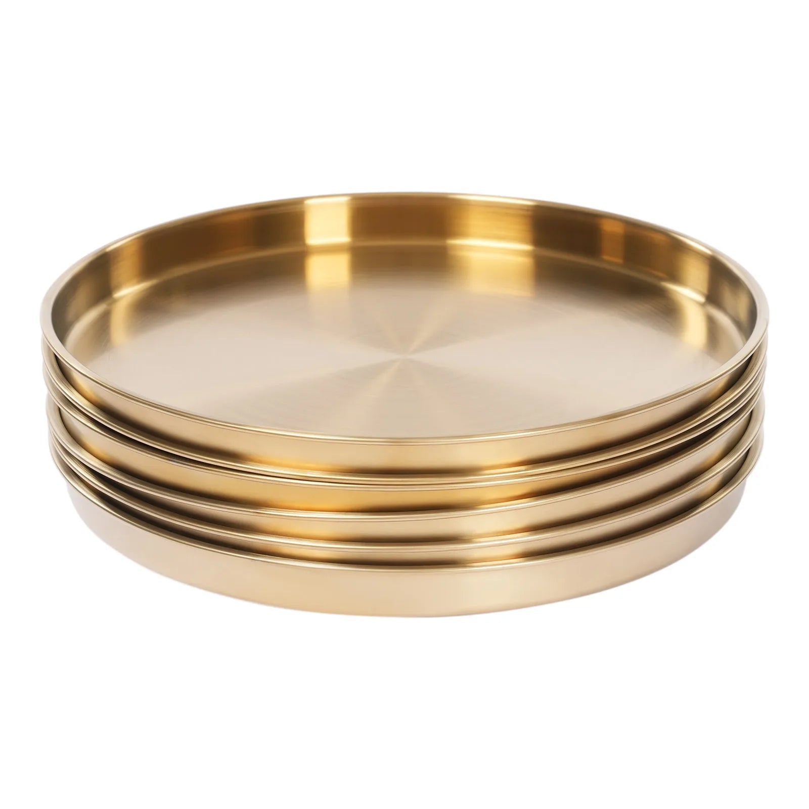 6Pcs Round Serving Trays, Stainless Steel Table Tray, Versatile Gold Decorative Tray Jewelry Display Tray Tea Service Tray