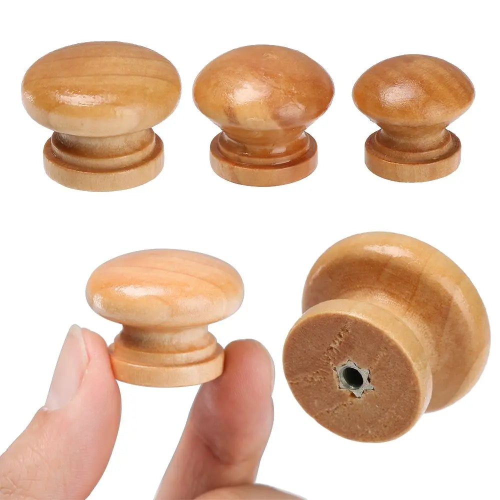 10pcs Door Handle Round Shape Natural Wooden Cabinet Knob Drawer Wardrobe Door Pull Handle Furniture Hardware