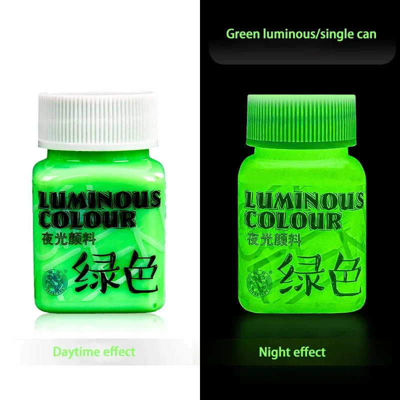 58ML Fluorescent Acrylic Pigment Luminous Pigment Glow in Dark Hand Painted DIY Festival Party Wall Light Absorbing Pigment