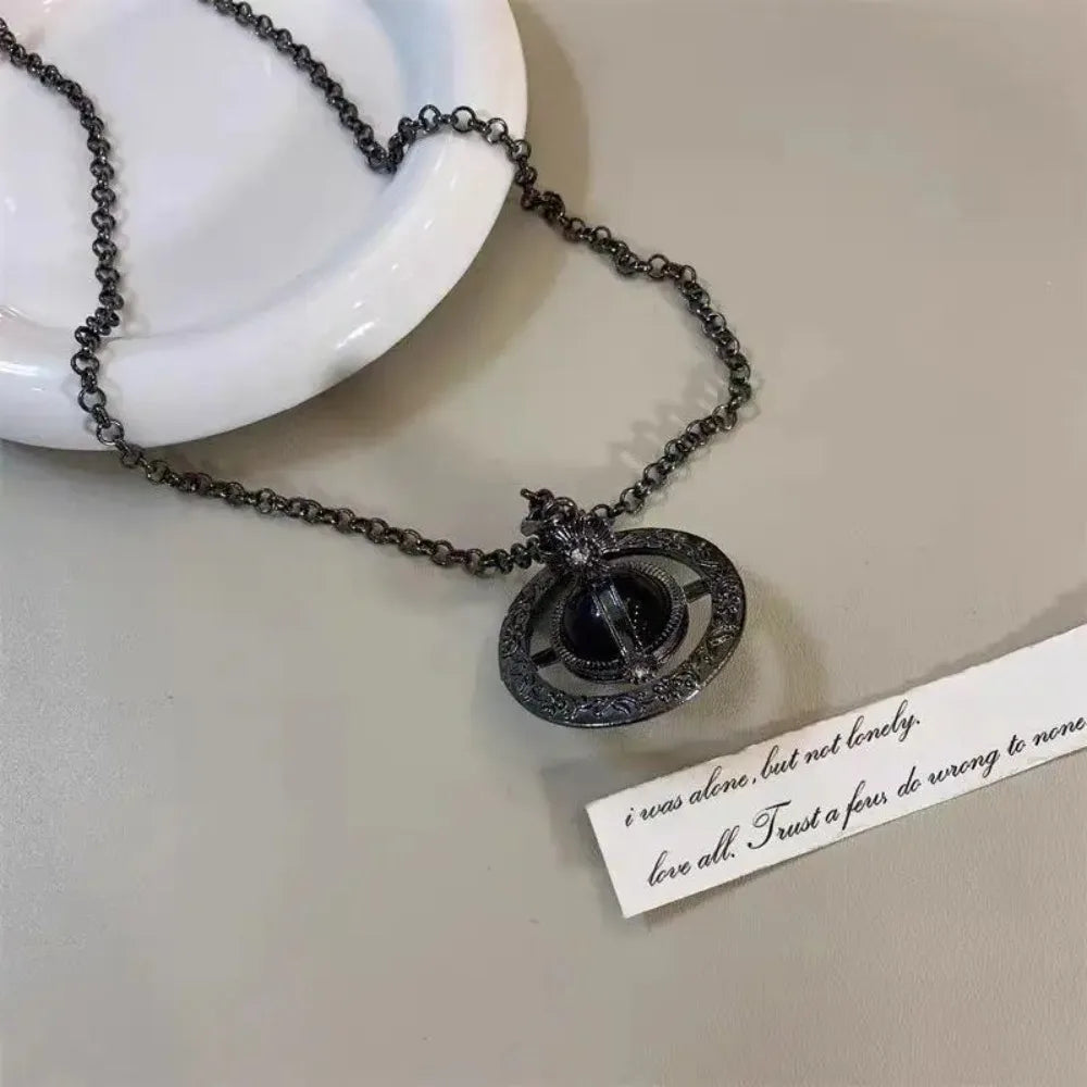 3D Black Saturn Waist Chain | Light Luxury Body Jewelry for Women's Waist Decor