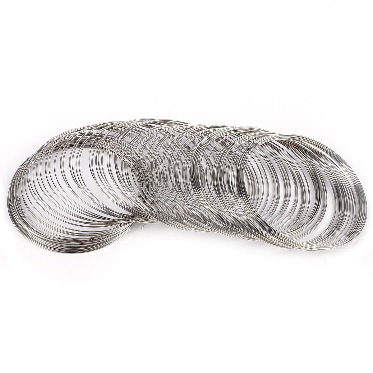 100Loops 0.6mm Memory Wire Bracelet Ring Stainless Steel Coil (Silver/Gold) for DIY Jewelry Making Bead Stringing Craft Supplies