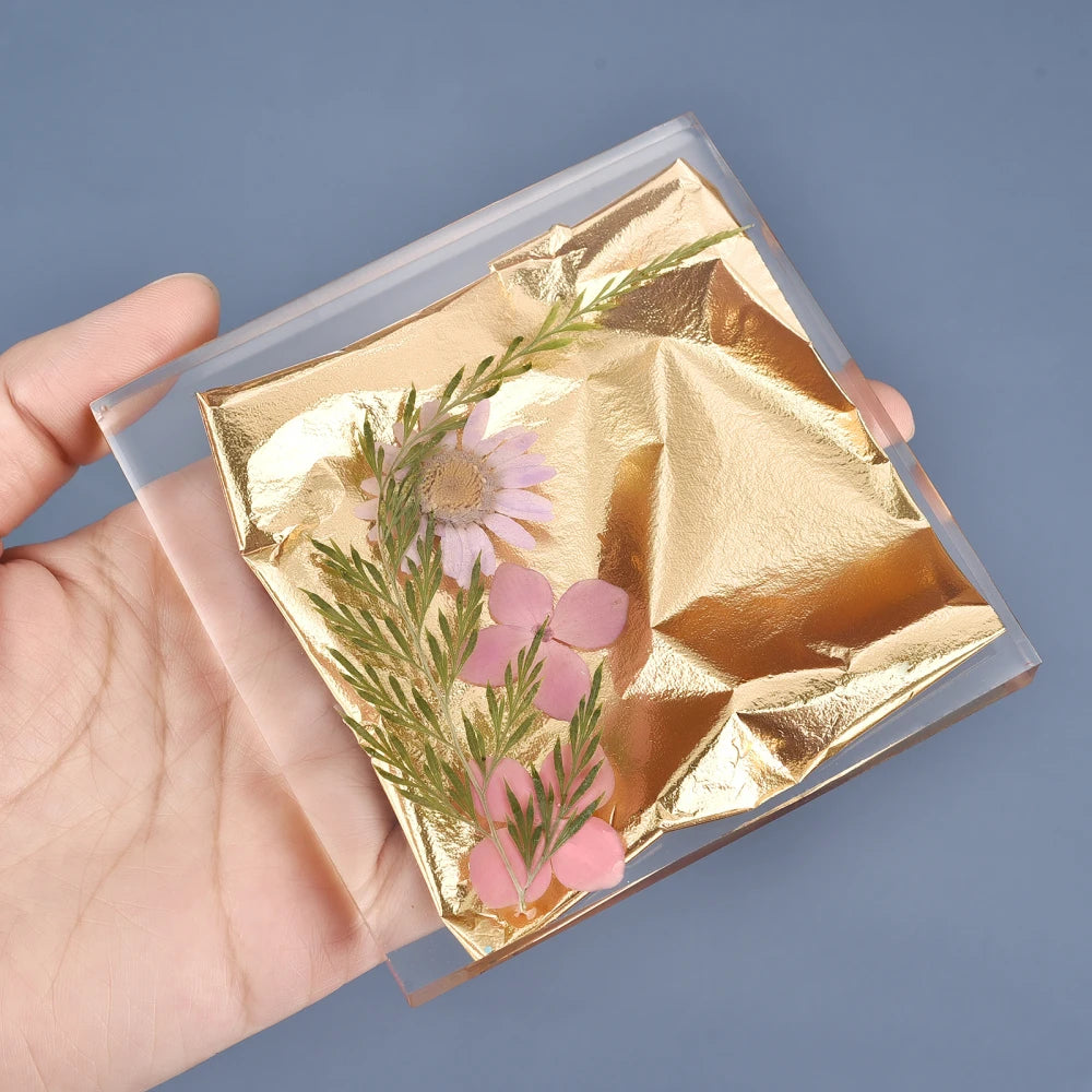 100pcs Imitation Gold Silver Foil Paper Leaf Gilding DIY Art Craft Paper Birthday Party Wedding Cake Dessert Decorations