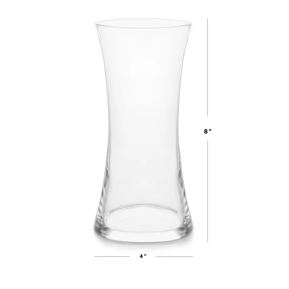 Clear Glass 8 Inch Floral Vase 2 Pack Elegant Design Sturdy Base Home Office Tabletop Decoration