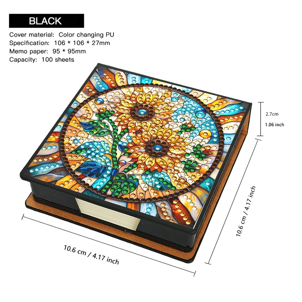 Sunflower PU DIY 5D Diamond Painting Note Box with 150 Sheets for Office Home