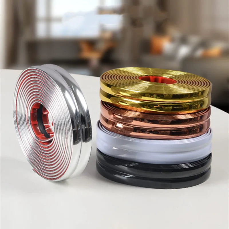 PVC Self-adhesive Decorative Tape Gold Background Wall Inner Corner Decor Strip Furniture Table Edge Anti-collision Bumper Tape