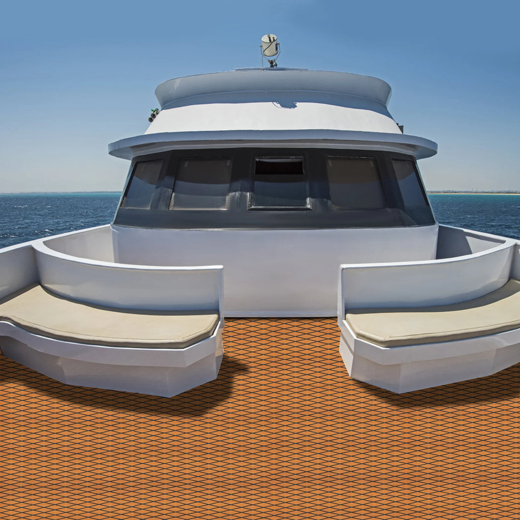 94"x35" Boat Non-Slip EVA Foam Decking Faux Teak Marine Self-Adhesive Mat for Motorboat RV Yacht Swimming Pool