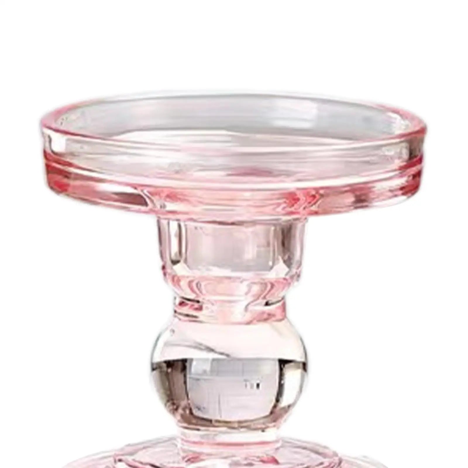 Candle Holder Pink Glass Candlestick Holder Pillar Candle Stand for Valentine's Day Wedding Dining Room Anniversary Festival