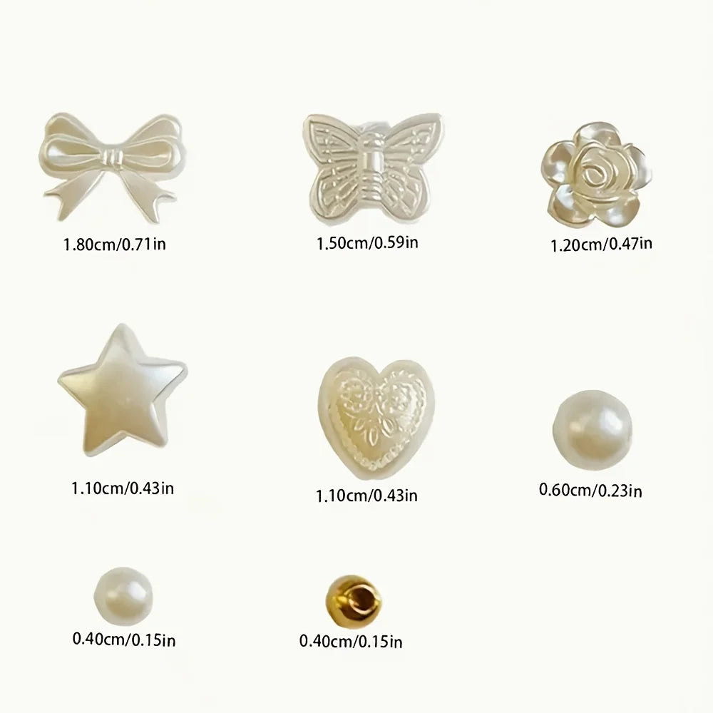 A Box Of 800pcs White Bow Heart Shaped Resin Loose Bead Set, Elegant Craft Supplies For DIY Jewelry Making, Bracelets