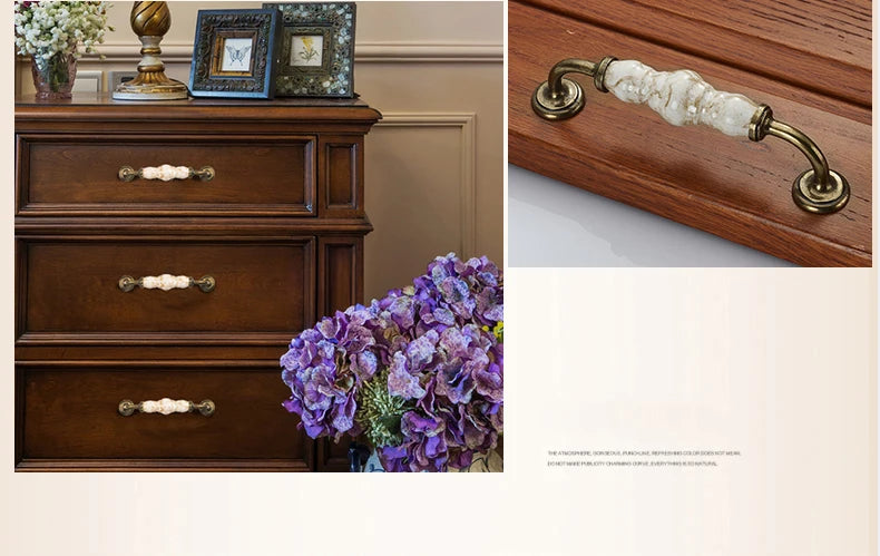 European Bronze Ceramic Cabinet Handles Zinc Alloy Drawer Knobs Wardrobe Door Handles Furniture Handle