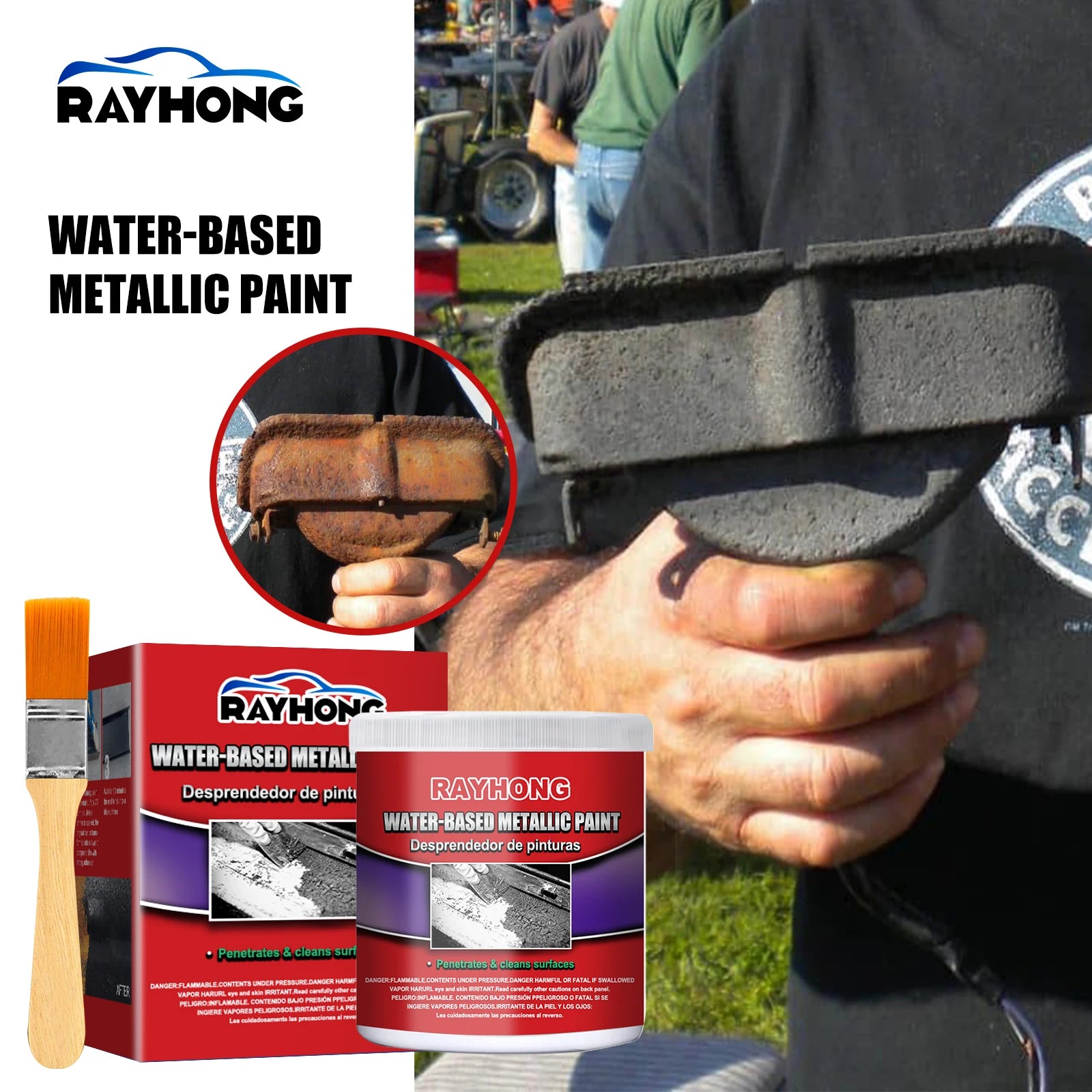 Water-based Metallic Paint Antirust Primer Refurbishment Rust Prevention Iron Metal Surface Clean Protect Rust Removal Paint