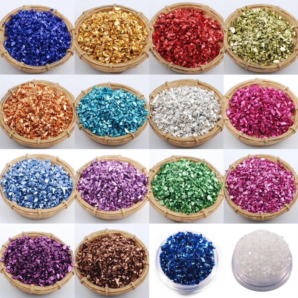 450g/Bag Wholesale Multicolor Flash Irregular Shaped Glass Crushed Stone For DIY 3D Nail Art Decoration/Resin Mold Filler